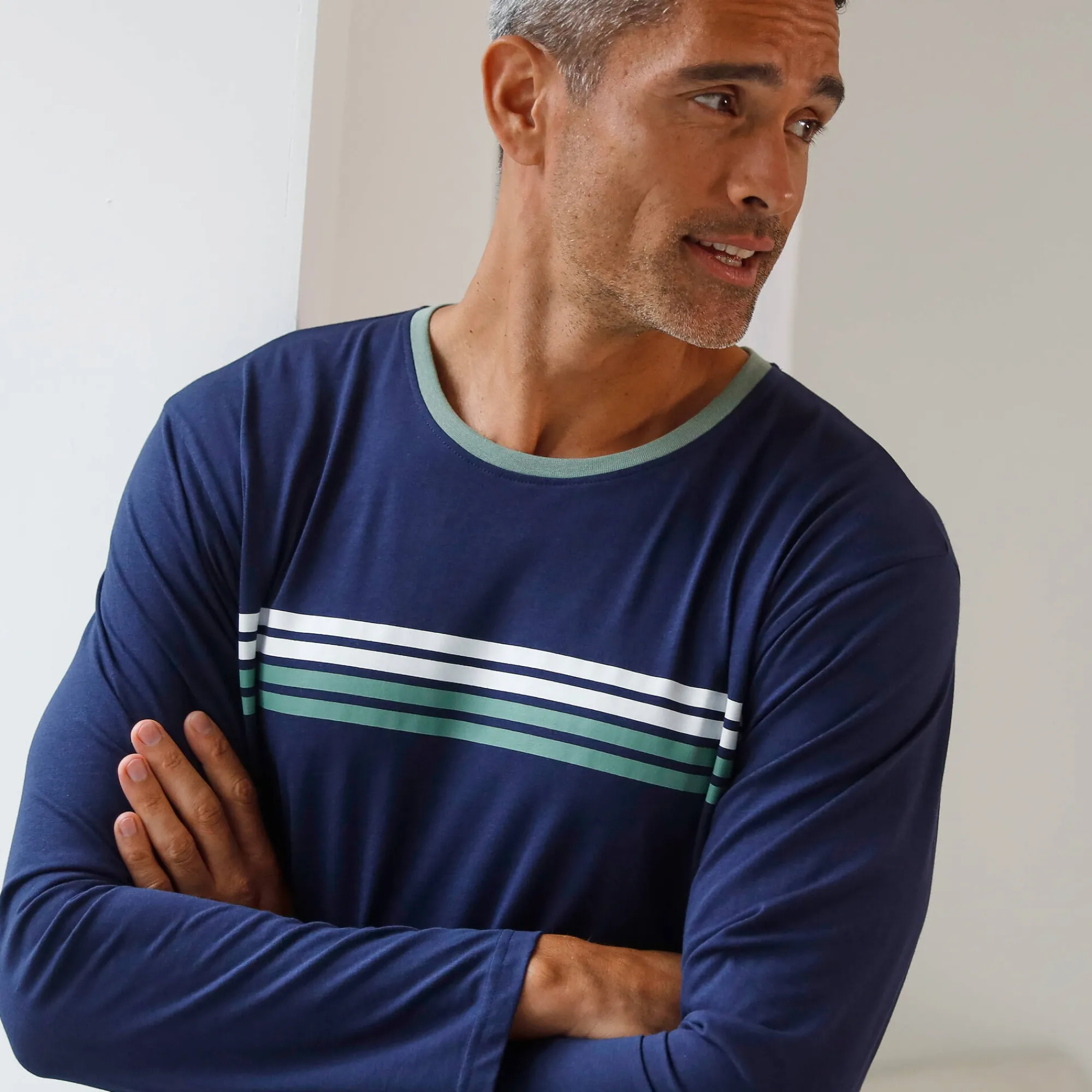 Pyjama En Kamerjas<Blancheporte Gestreept pyjamashirt met lange mouwen marine