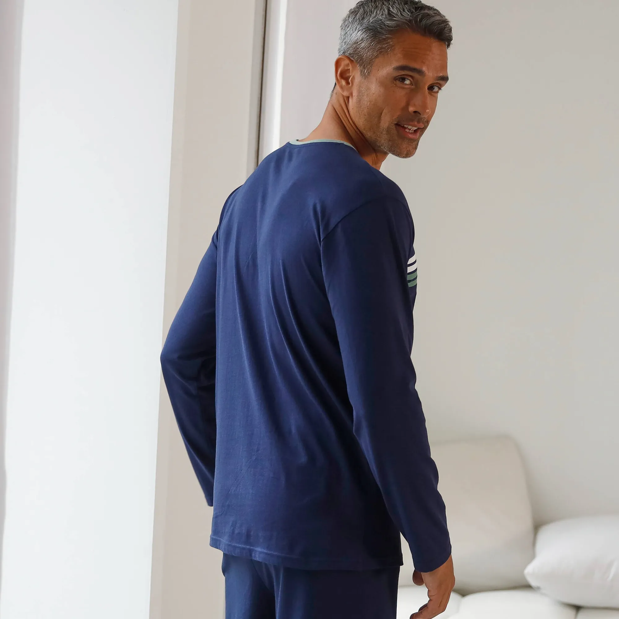 Pyjama En Kamerjas<Blancheporte Gestreept pyjamashirt met lange mouwen marine