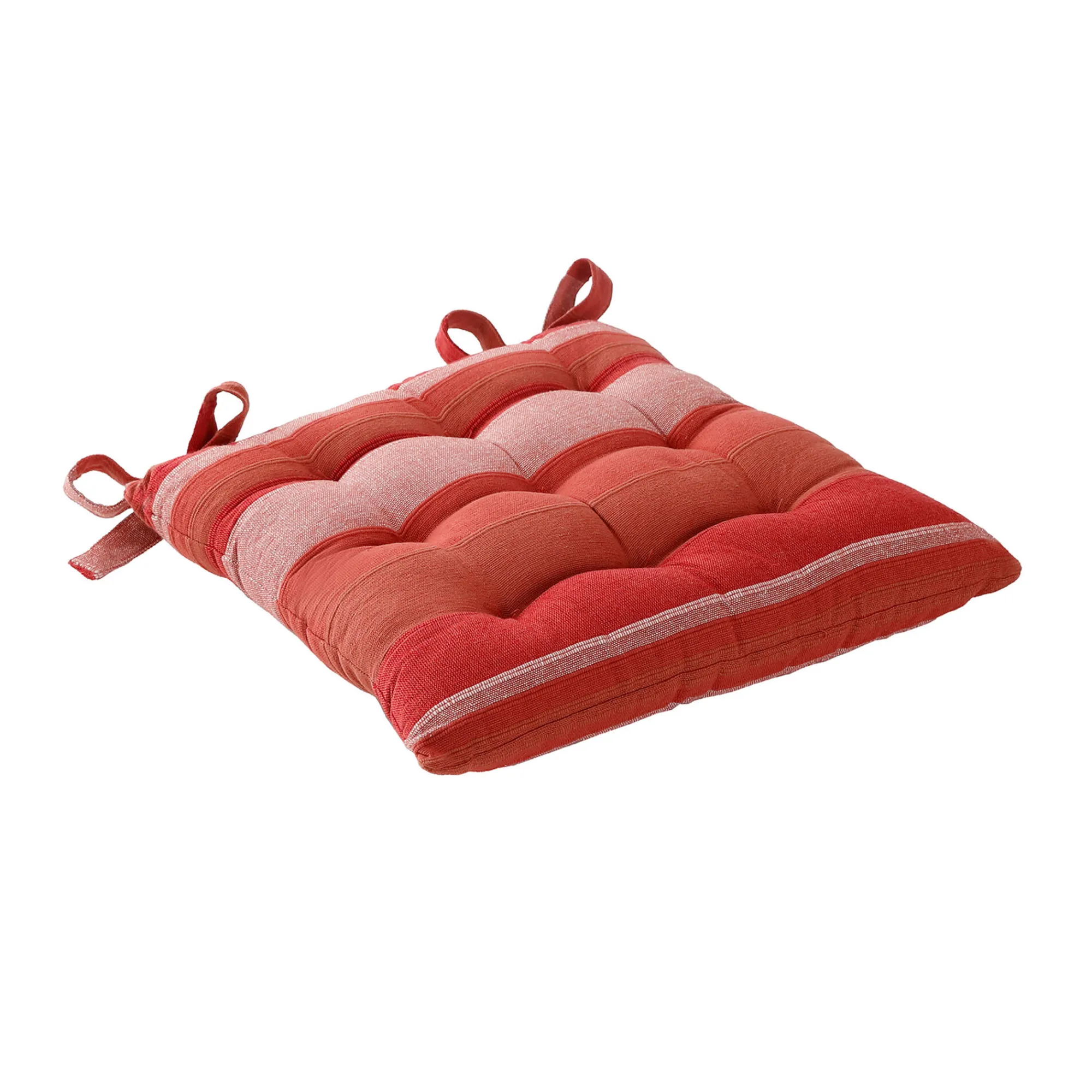 Stoelkussentje<Blancheporte Gestreept stoelkussentje - set van 2 terracotta