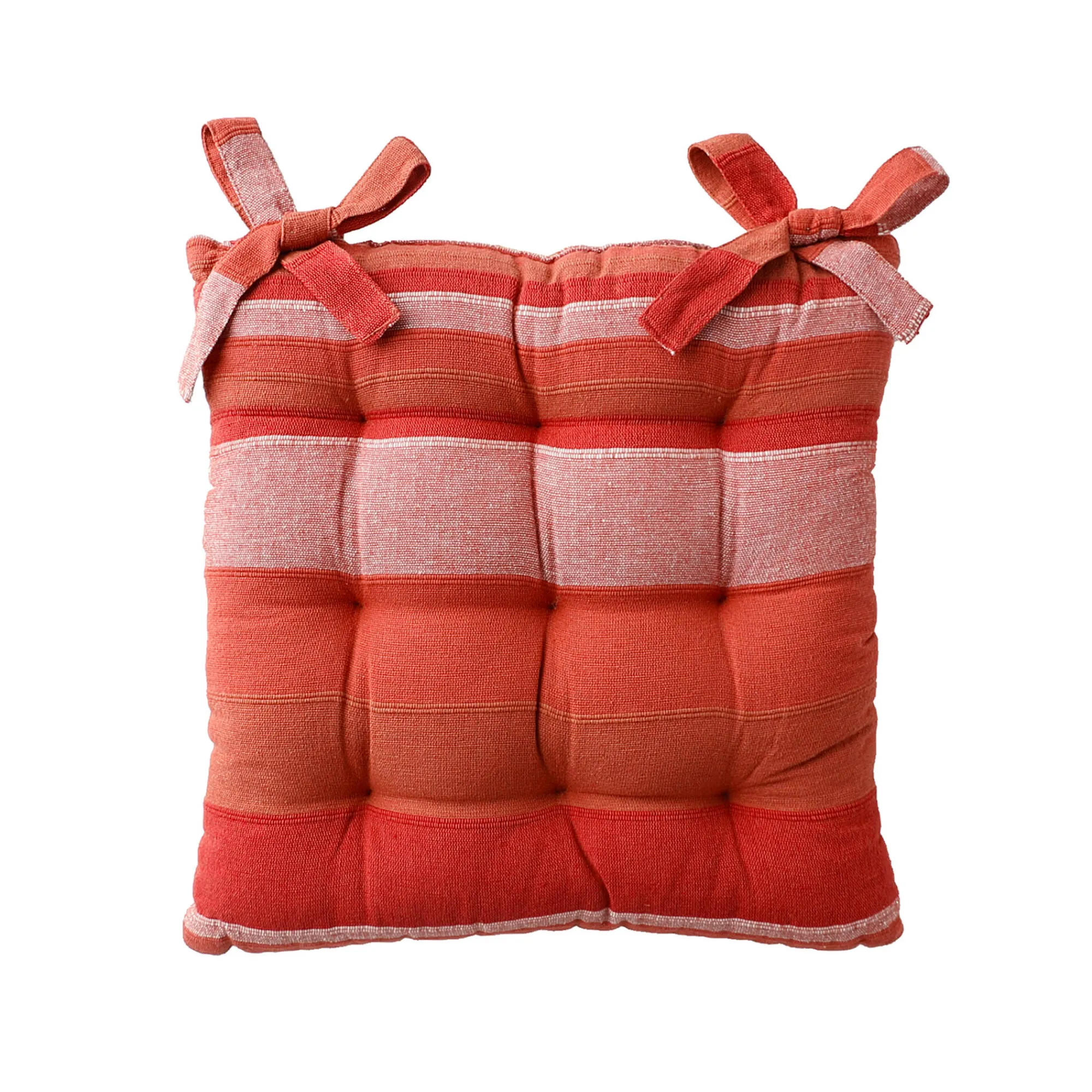 Stoelkussentje<Blancheporte Gestreept stoelkussentje - set van 2 terracotta