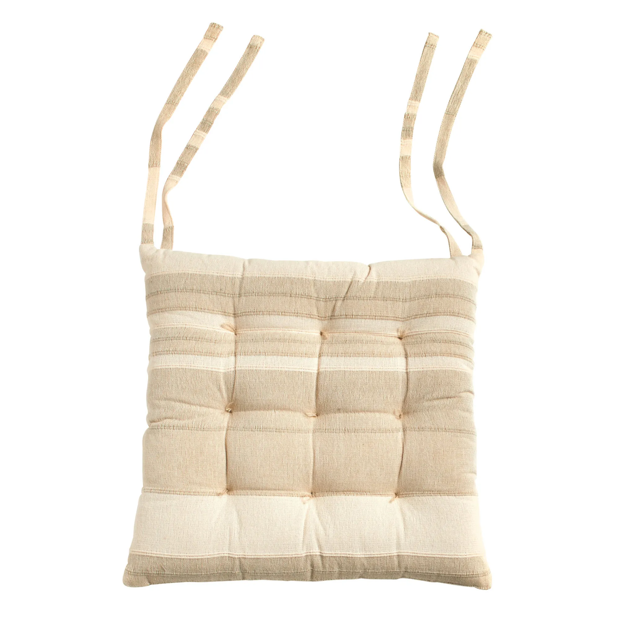 Stoelkussentje<Blancheporte Gestreept stoelkussentje - set van 2 zandkleur
