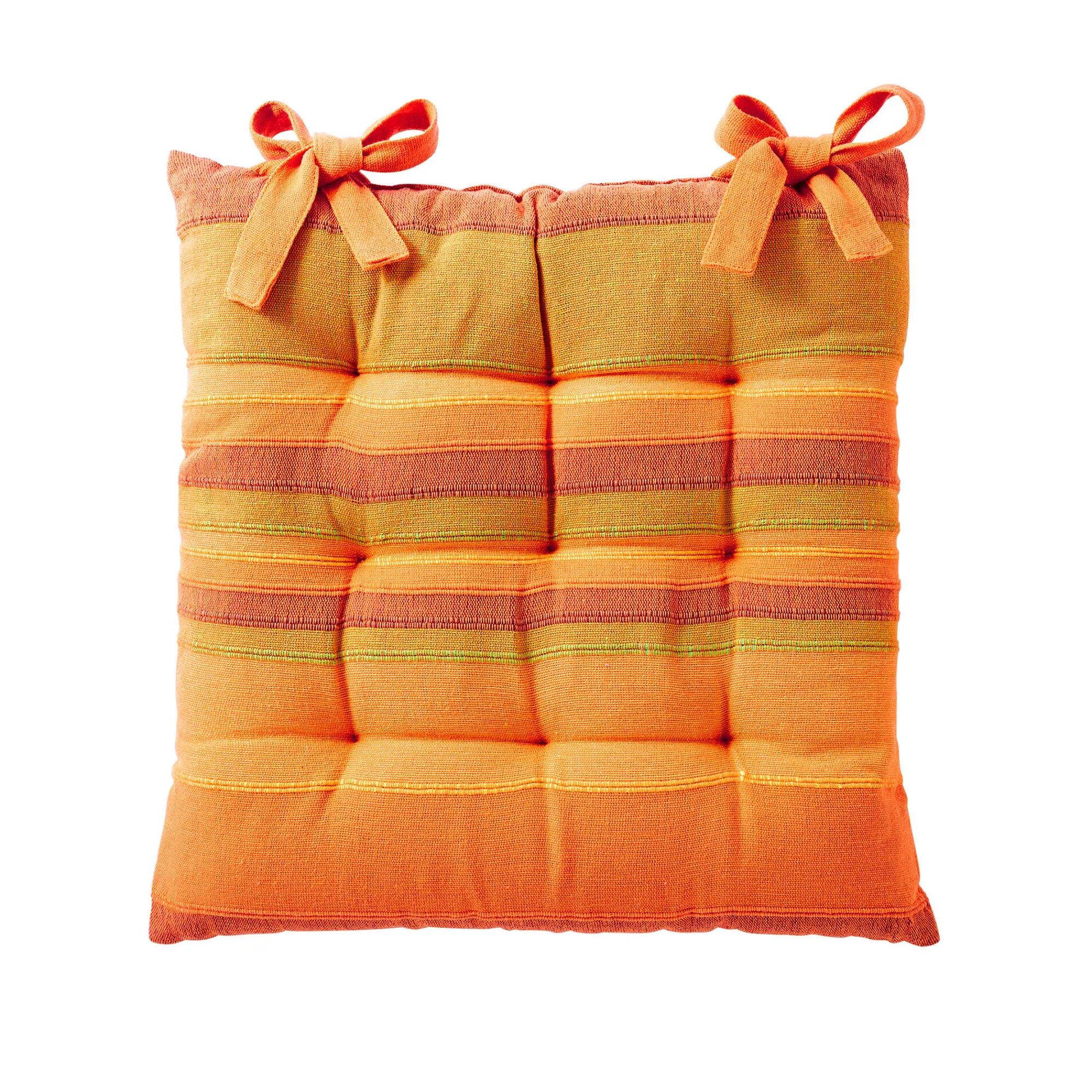 Stoelkussentje<Blancheporte Gestreept stoelkussentje - set van 2 oranje