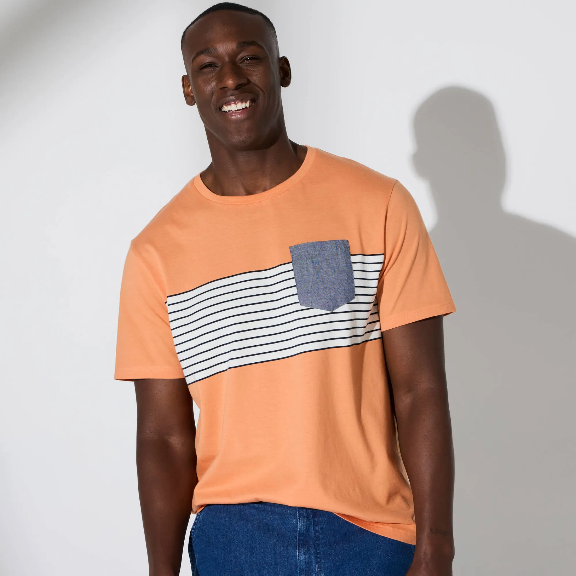 T-Shirt, Hemd En Polo<Blancheporte Gestreept T-shirt met korte mouwen abrikoos