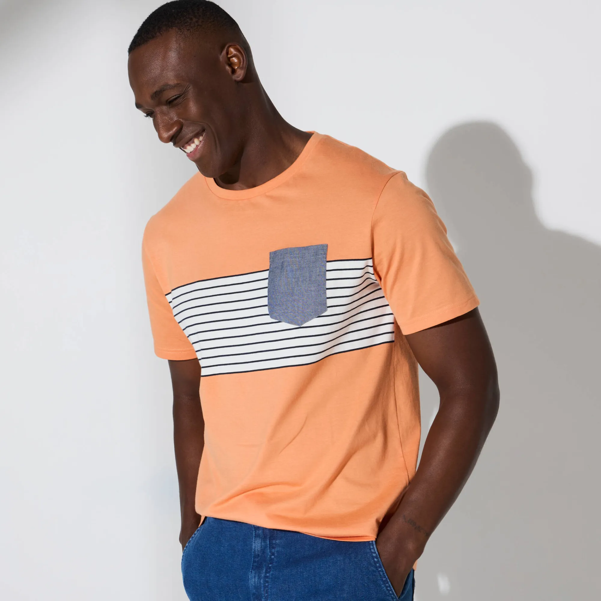 T-Shirt, Hemd En Polo<Blancheporte Gestreept T-shirt met korte mouwen abrikoos