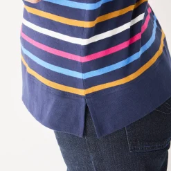 T-Shirt En Topje<Blancheporte Gestreept T-shirt met lange mouwen, goudkleurig hartje marine / veelkleurig