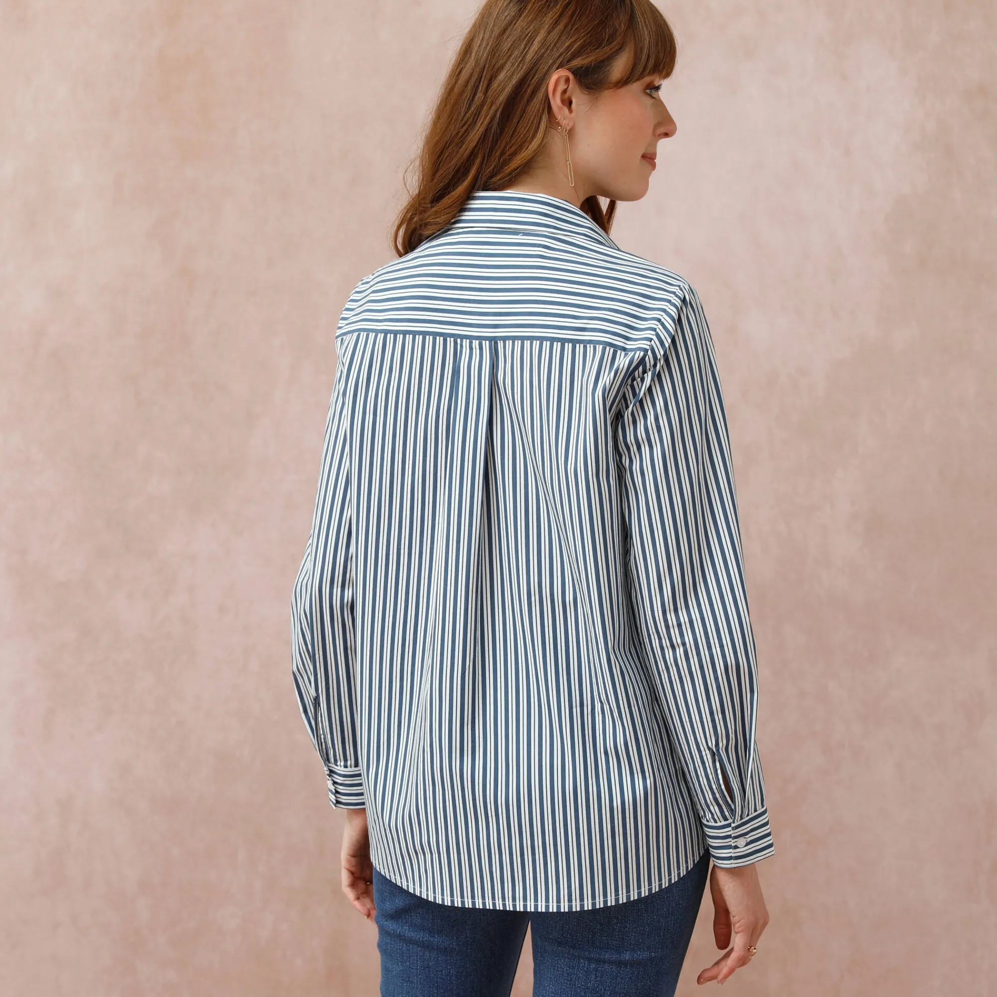 Bloes En Tuniek<Blancheporte Gestreepte bloes met knoopsluiting wit / blauw