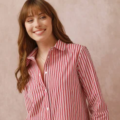 Bloes En Tuniek<Blancheporte Gestreepte bloes met knoopsluiting wit / rood