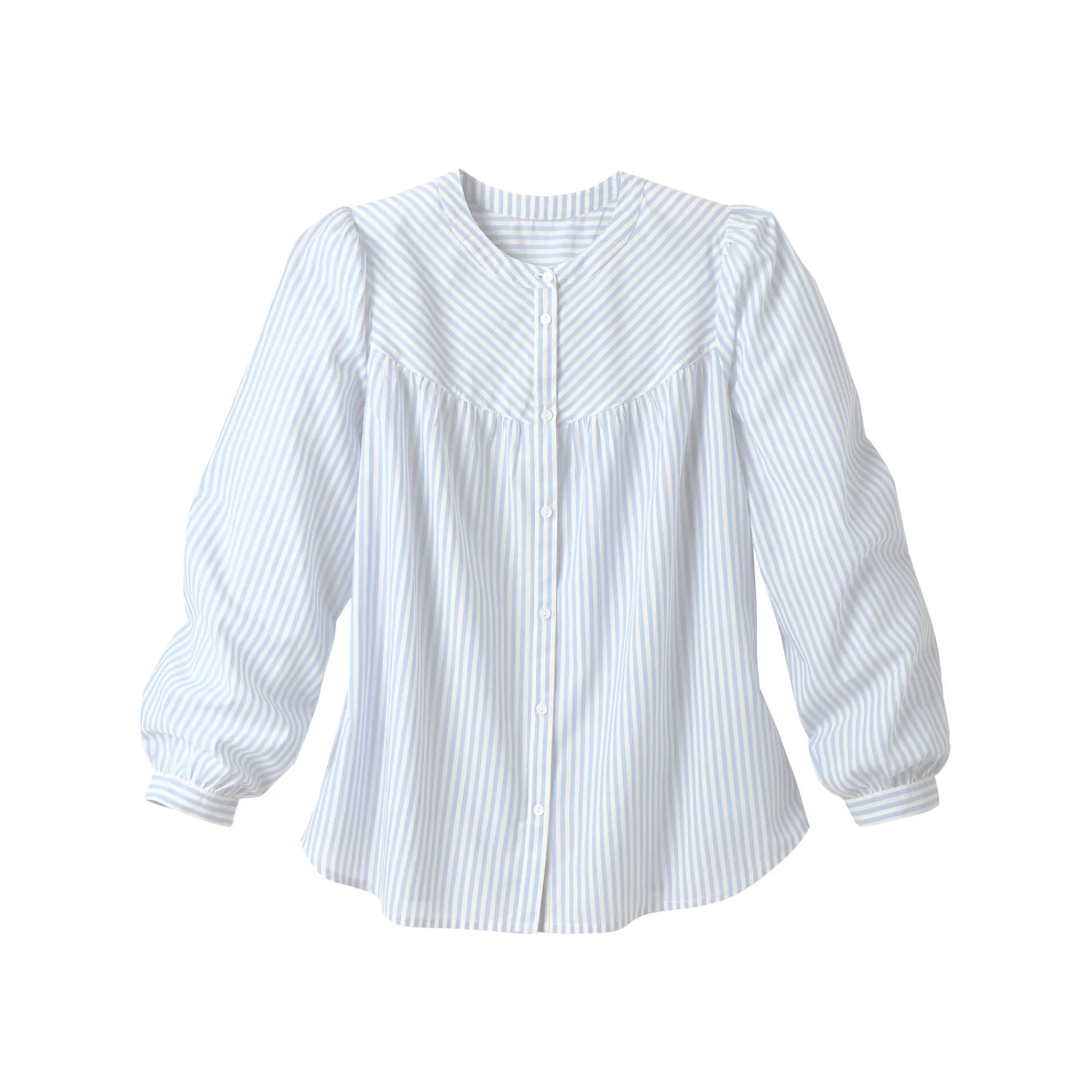 Bloes En Tuniek<Blancheporte Gestreepte bloes met knopen en ronde hals blauw / wit