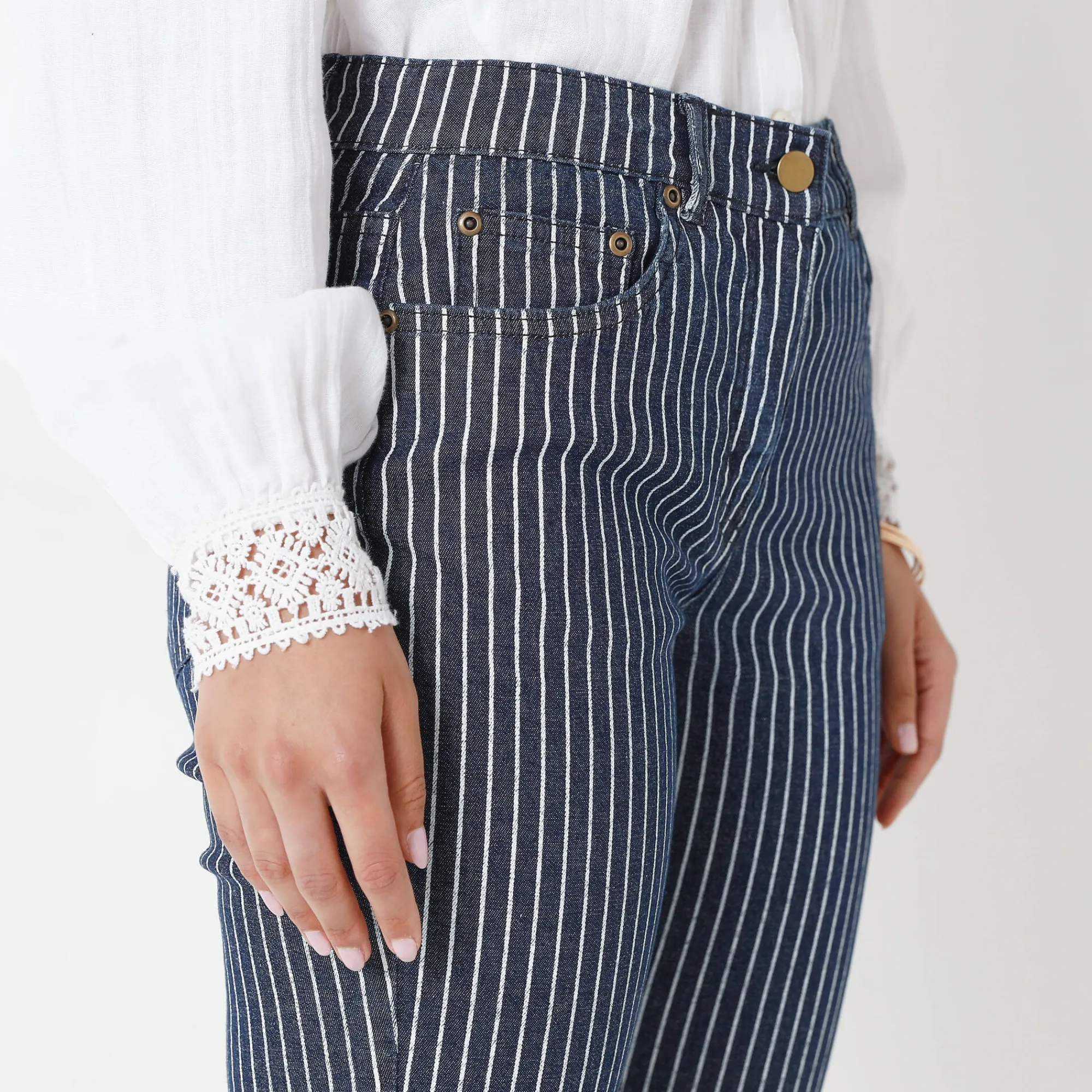 Jeans<Blancheporte Gestreepte 7/8-jeans dark blue