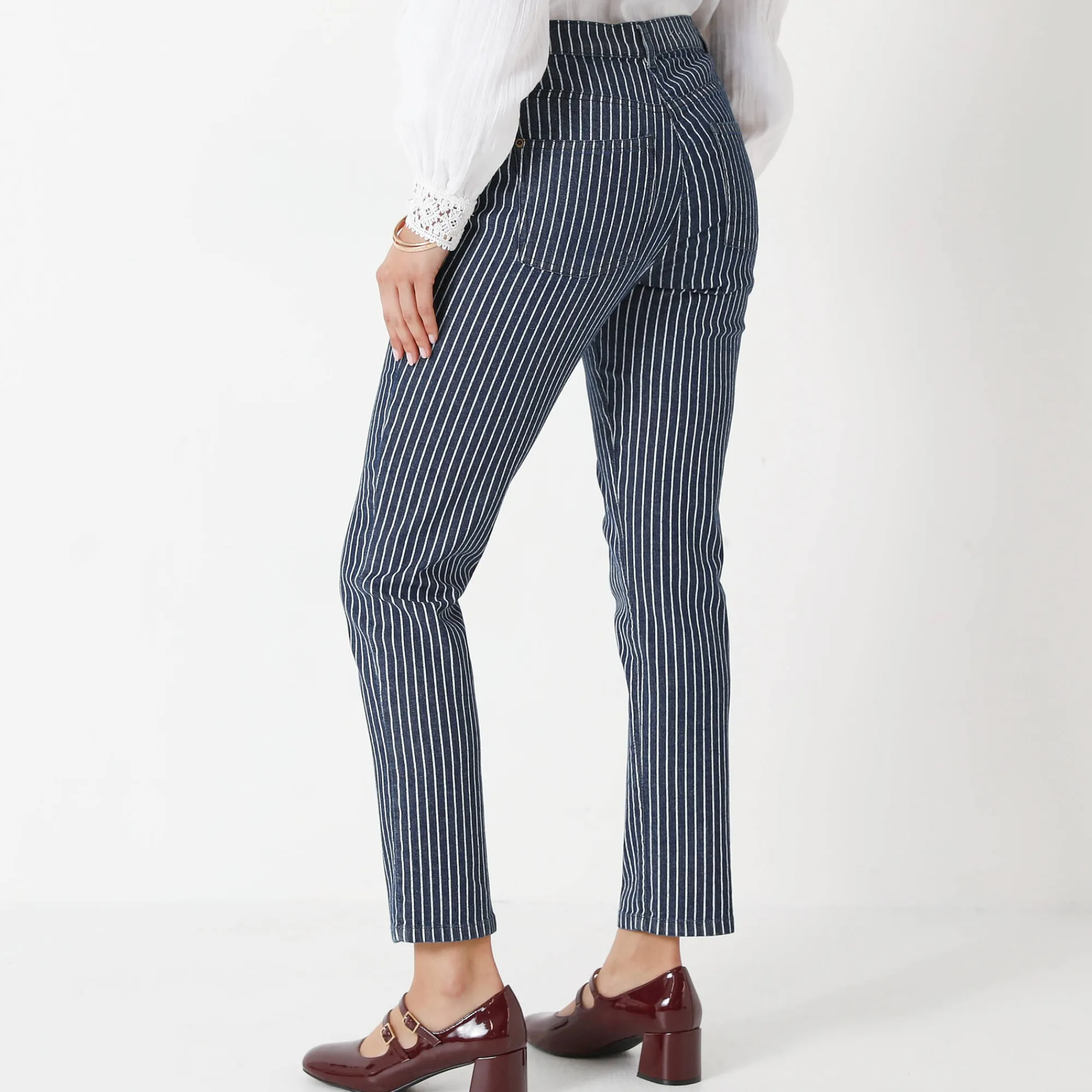 Jeans<Blancheporte Gestreepte 7/8-jeans dark blue