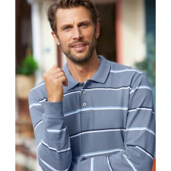 T-Shirt, Hemd En Polo<Blancheporte Gestreepte polo in chiné piquétricot met lange mouwen grijsparma