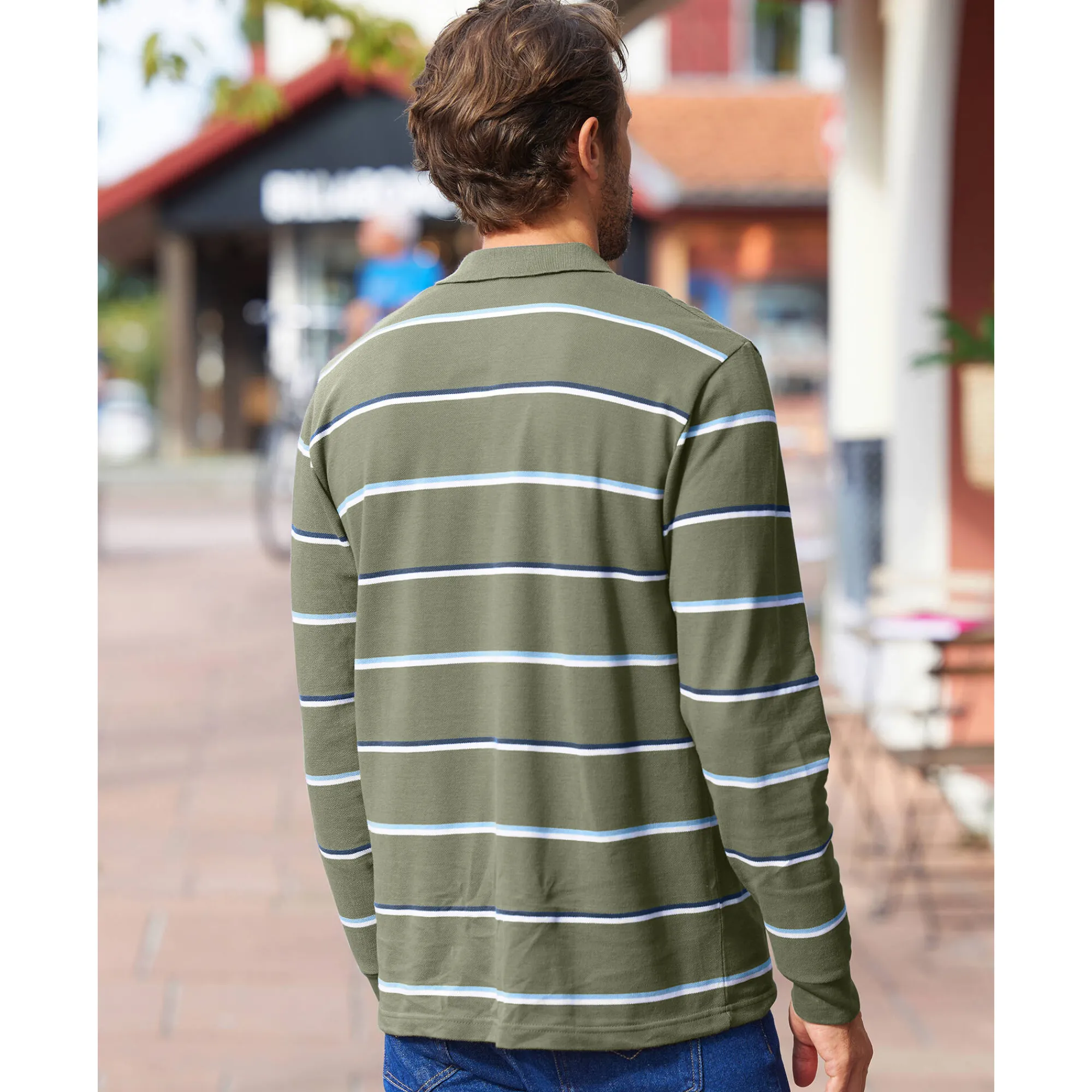 T-Shirt, Hemd En Polo<Blancheporte Gestreepte polo in chiné piquétricot met lange mouwen kaki