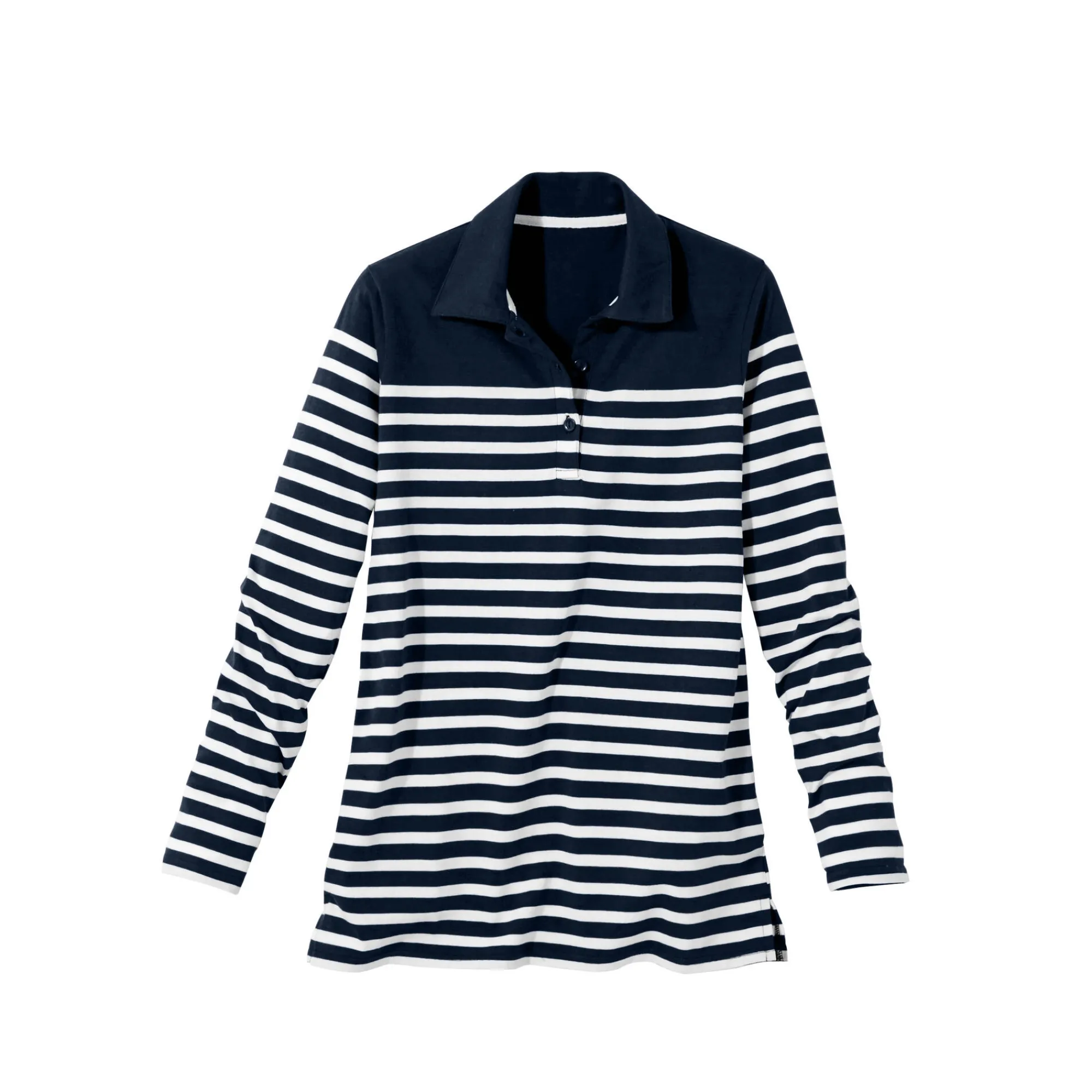 T-Shirt En Topje<Blancheporte Gestreepte polo in jerseytricot marine / gebroken wit