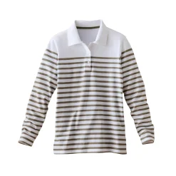 T-Shirt En Topje<Blancheporte Gestreepte polo in jerseytricot kaki / gebroken wit