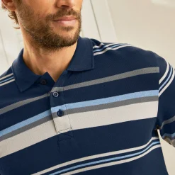 T-Shirt, Hemd En Polo<Blancheporte Gestreepte polo in piquétriot, lange mouwen marine / grijs