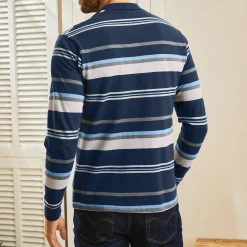 T-Shirt, Hemd En Polo<Blancheporte Gestreepte polo in piquétriot, lange mouwen marine / grijs