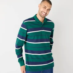 T-Shirt, Hemd En Polo<Blancheporte Gestreepte polo in piquétricot, lange mouwen flessengroen