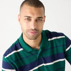 T-Shirt, Hemd En Polo<Blancheporte Gestreepte polo in piquétricot, lange mouwen flessengroen