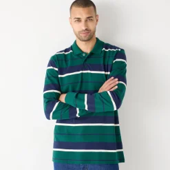 T-Shirt, Hemd En Polo<Blancheporte Gestreepte polo in piquétricot, lange mouwen flessengroen