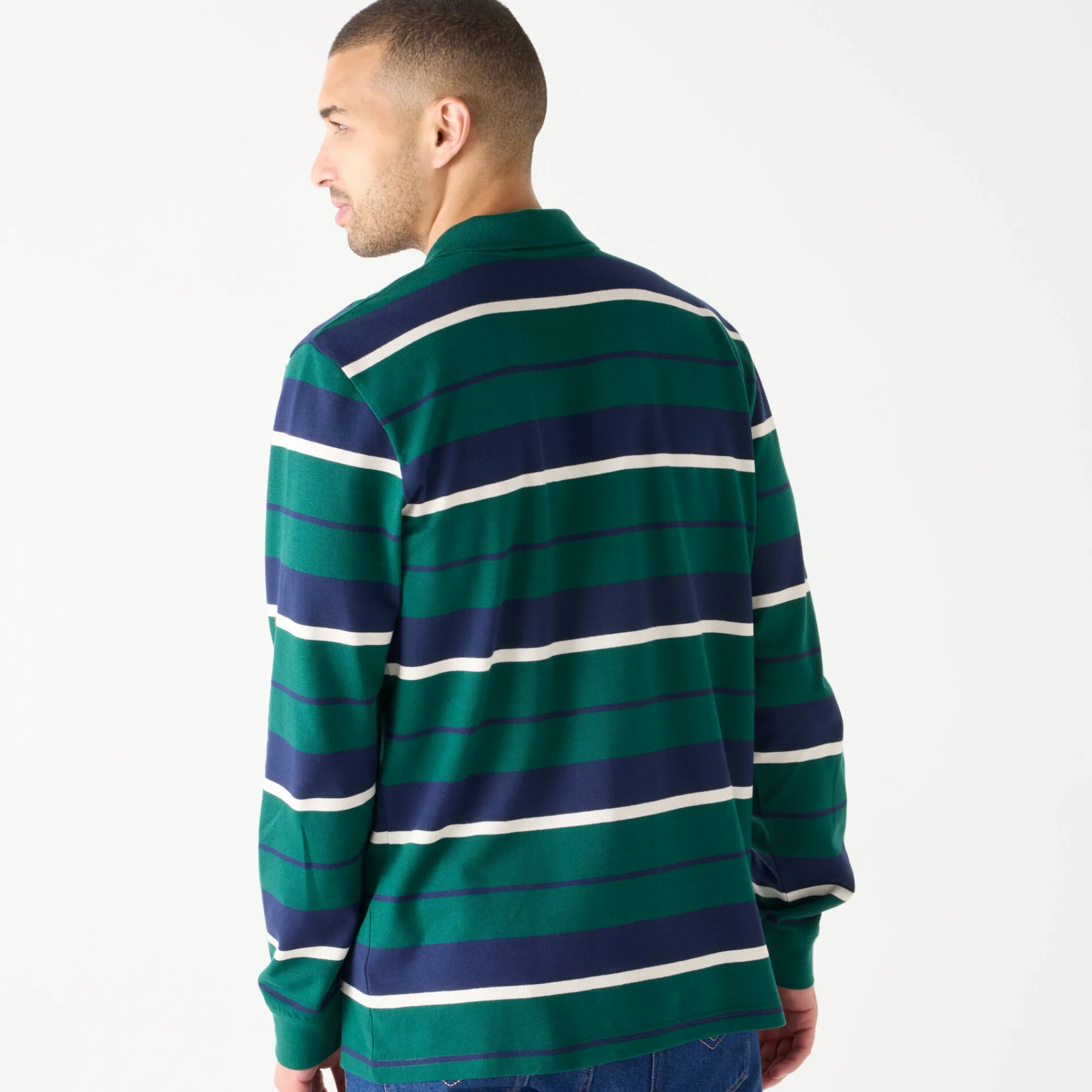 T-Shirt, Hemd En Polo<Blancheporte Gestreepte polo in piquétricot, lange mouwen flessengroen