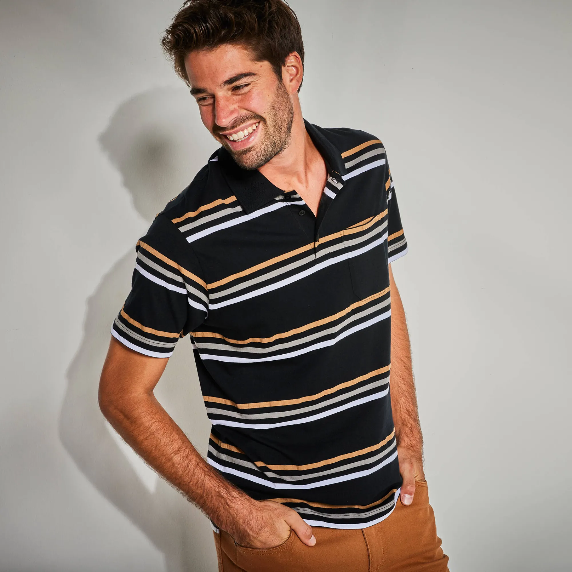 T-Shirt, Hemd En Polo<Blancheporte Gestreepte polo met korte mouwen zwart