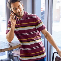 T-Shirt, Hemd En Polo<Blancheporte Gestreepte poloin piquétricot, korte mouwen pruim / honing