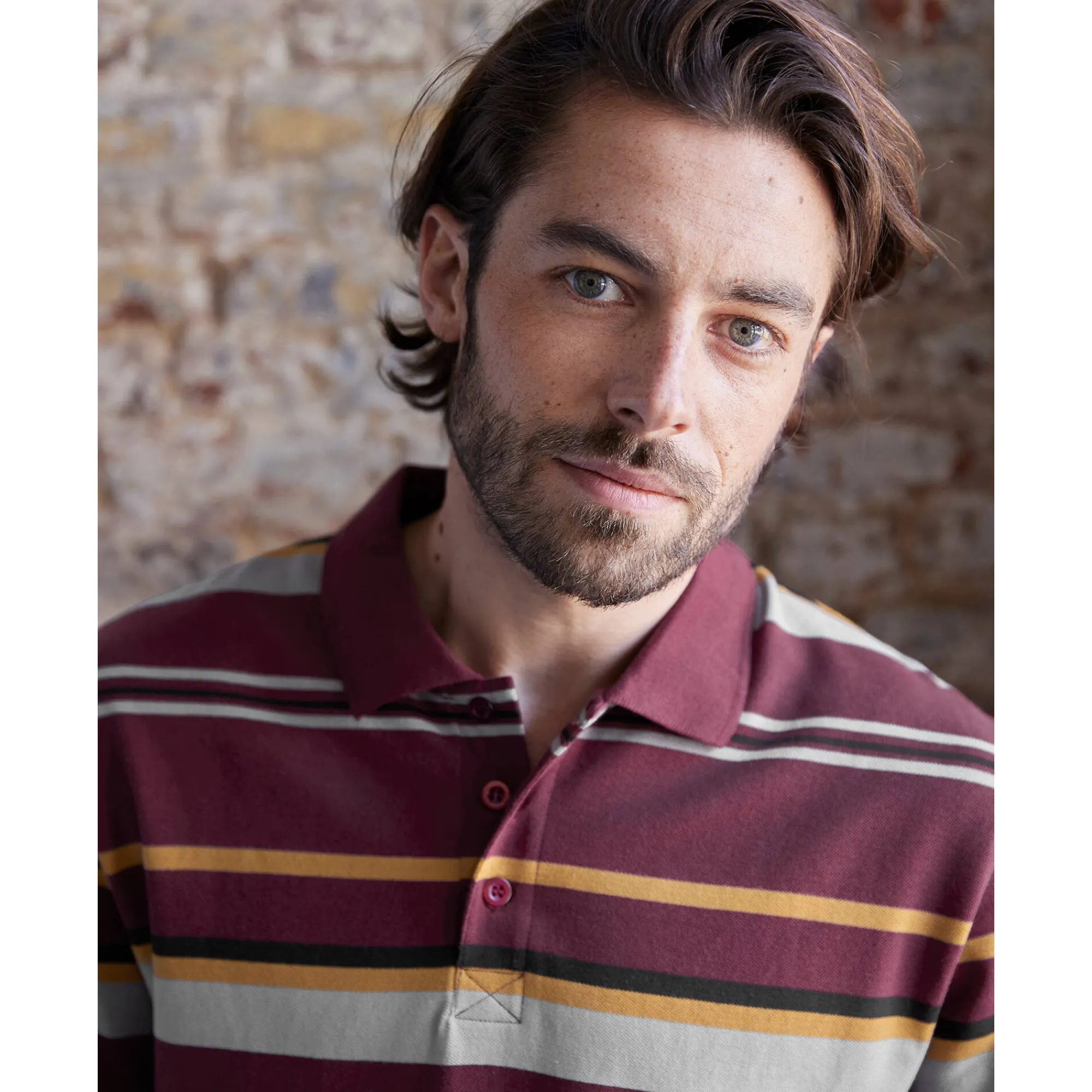 T-Shirt, Hemd En Polo<Blancheporte Gestreepte poloin piquétricot, korte mouwen pruim / honing