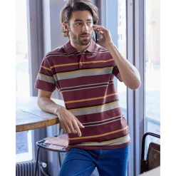 T-Shirt, Hemd En Polo<Blancheporte Gestreepte poloin piquétricot, korte mouwen pruim / honing
