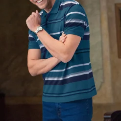 T-Shirt, Hemd En Polo<Blancheporte Gestreepte poloin piquétricot, korte mouwen eendenblauw