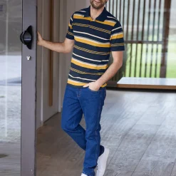 T-Shirt, Hemd En Polo<Blancheporte Gestreepte poloin piquétricot, korte mouwen marine / honing