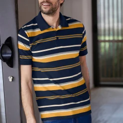 T-Shirt, Hemd En Polo<Blancheporte Gestreepte poloin piquétricot, korte mouwen marine / honing