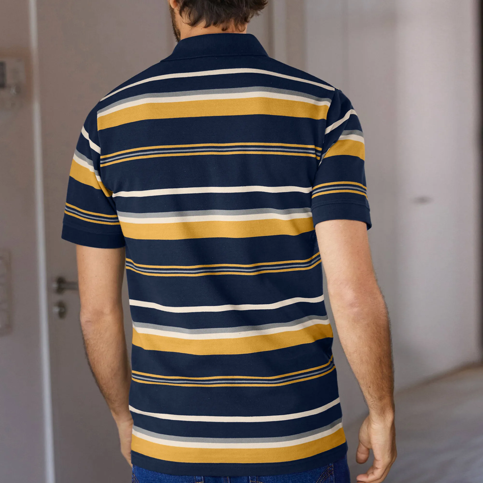 T-Shirt, Hemd En Polo<Blancheporte Gestreepte poloin piquétricot, korte mouwen marine / honing