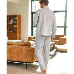 Pyjama En Kamerjas<Blancheporte Gestreepte pyjama - katoenflanel grijs