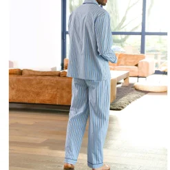 Pyjama En Kamerjas<Blancheporte Gestreepte pyjama - katoenflanel hemelsblauw