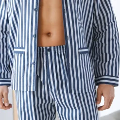 Pyjama En Kamerjas<Blancheporte Gestreepte pyjama - katoenpopeline marine / ecru
