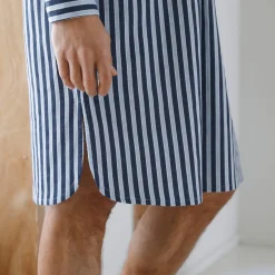 Pyjama En Kamerjas<Blancheporte Gestreepte pyjama in liketstijl - katoenflanel marine / ecru