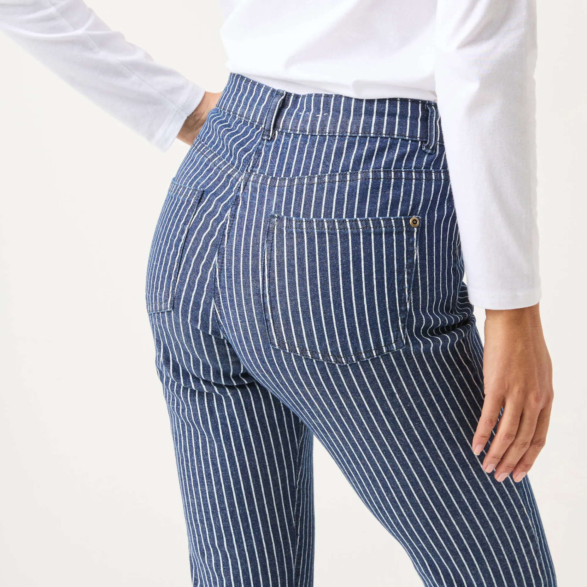 Jeans<Blancheporte Gestreepte rechte jeans dark blue