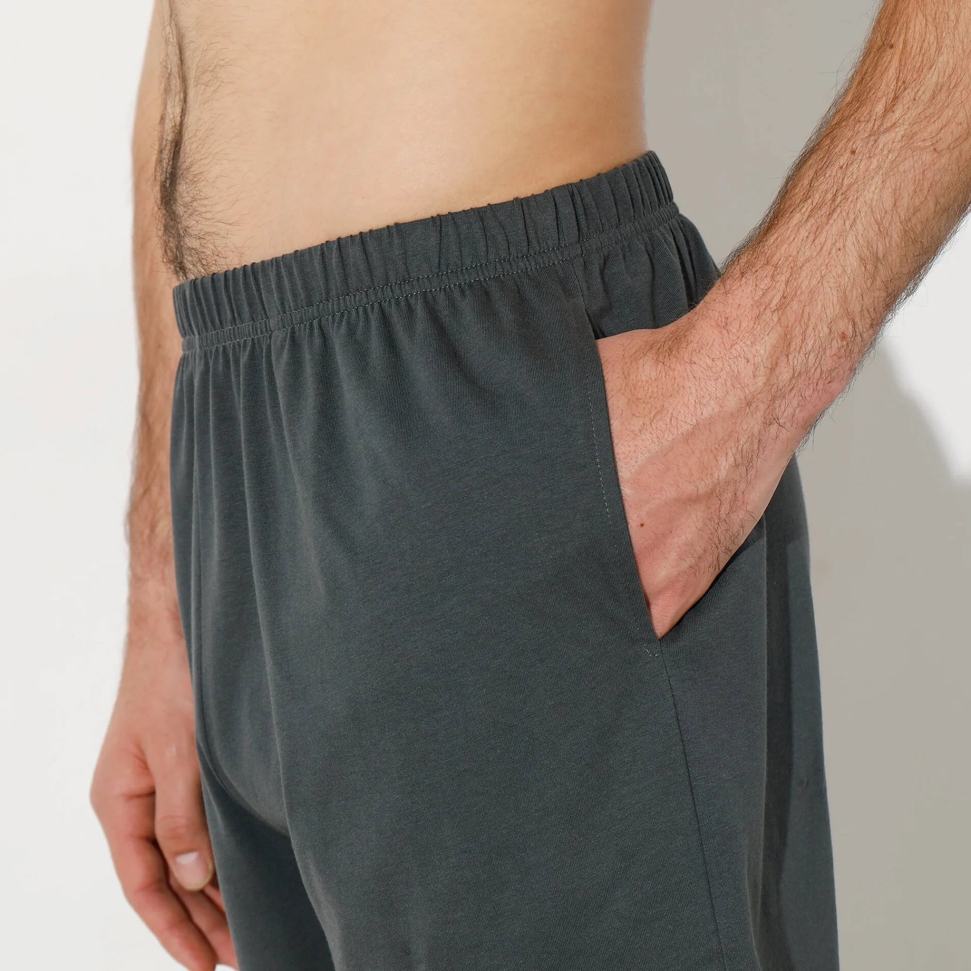 Pyjama En Kamerjas<Blancheporte Gestreepte shortama met Tunesische hals antraciet / eendenblauw