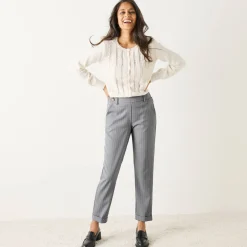 Broek<Blancheporte Gestreepte tapered 7/8-broek grijs / wit