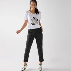 Broek<Blancheporte Gestreepte tapered 7/8-broek zwart / wit