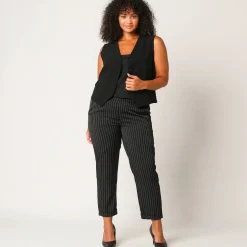 Broek<Blancheporte Gestreepte tapered 7/8-broek zwart / wit