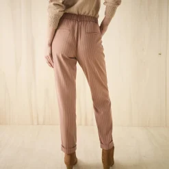 Broek<Blancheporte Gestreepte tapered 7/8-broek hazelnootbruin / wit