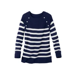 Trui En Vest<Blancheporte Gestreepte trui in marinestijl marine / ecru