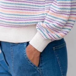 Trui En Vest<Blancheporte Gestreepte trui met aflopend effect, patenttricot ecru / veelkleurig