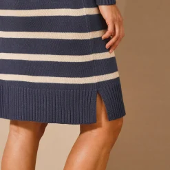 Jurk<Blancheporte Gestreepte trui-jurk in marinestijl marine / goudkleurig