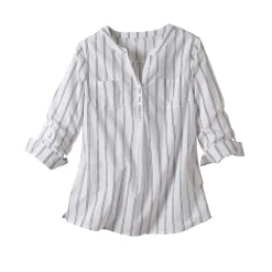 Bloes En Tuniek<Blancheporte Gestreepte tuniek met oprolbare mouwen wit / marine