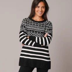 Trui En Vest<Blancheporte Gestreepte tuniektrui - jacquardmotief zwart / wit
