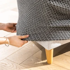 Zitbankhoes<Blancheporte Getextureerde, bi-rekbare hoes voor zitbank en fauteuil met armleuningen chiné grijs