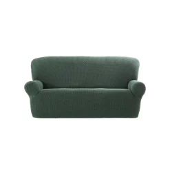Zitbankhoes<Blancheporte Getextureerde, bi-rekbare hoes voor zitbank en fauteuil met armleuningen groen