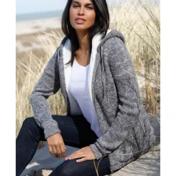 Trui En Vest<Blancheporte Gevoerd vest in spikkeltricot met rits chiné grijs